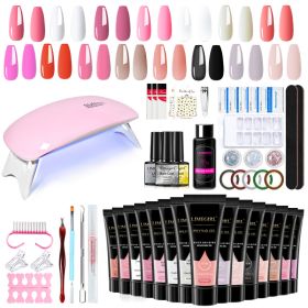 Manicure Set Transparent Architect Nude White Pink Manicure Trial All-in-one Set with Mini Manicure Lamp Gel Extension Nail Kit