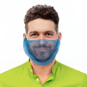 Blue Beard Covers for Men 18"; 2000 Pack of Polypropylene Beard Cover Protector; Beard Guard; Blue Net Protector; Reusable Beard Nets For Men Food Ser