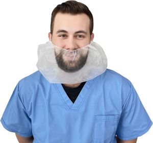 1000 Pack of Disposable White Beard Covers 18 Inch Size. Industrial Grade Beard Caps. Heavy Duty Beard Caps. Facial Hair Covering. Single Loop. Breath