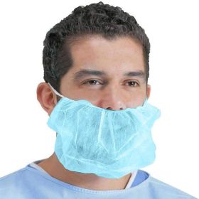 100 Pack of Disposable Beard Covers 18" Blue Beard Guards Premium Quality Beard Protectors Heavy Duty Beard Caps Facial Hair Covering Single Loop Brea