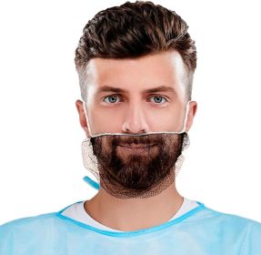 100 Pack of Disposable Soft Nylon Beard Covers 18". Brown beard guards. Premium Quality beard net protectors. Honeycomb beard nets. Facial hair coveri