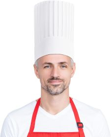 White Chef Hat 9". Pack of 24 Paper Chef Hats for Adults; Disposable Paper Chef Hat; Latex Free Chef Hats for Men; Safe Chef Hats for Women; Tall Chef