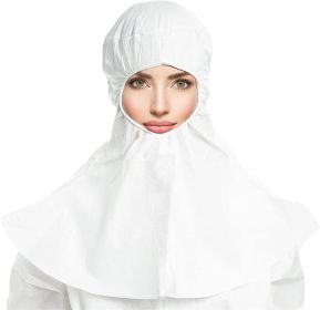 Protective Hoods in Bulk. Pack of 100 Non-Sterile White Medium Microporous 60 gsm Hooded Caps. Disposable Hair; Beard; Shoulder Covers with Open Face.