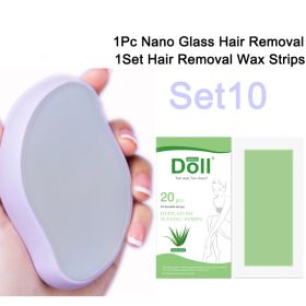 New Nano Glass Physical Hair Removal Painless Safe Epilator Easy Cleaning Reusable Body Beauty Glass Epilation Tool Kit (Color: Set10 Nano Glass)