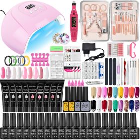 Manicure Set Poly Nail Gel Kit Professional Nail Set With Nail Lamp Acrylic Extension Gel Nail Polish All For Nail Gel Tools Kit (Color: X4 1-6)