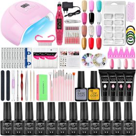 Manicure Set Poly Nail Gel Kit Professional Nail Set With Nail Lamp Acrylic Extension Gel Nail Polish All For Nail Gel Tools Kit (Color: X4 12-4 fixed color)